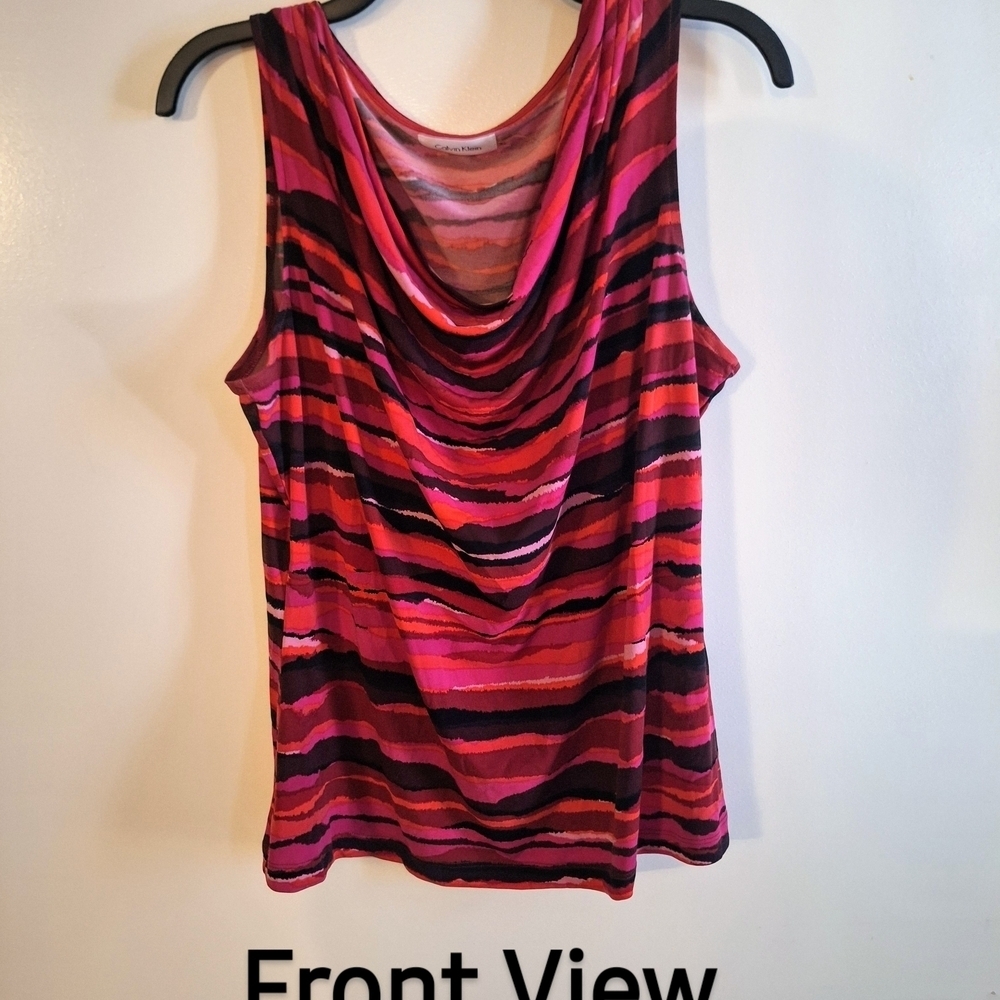 Calvin Klein Pink, Orange and Black Striped Tank Top - Picture 3 of 5